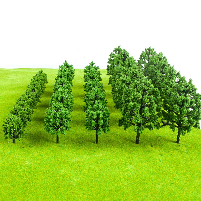 10Pcs Poplar Plastic Trees Model Light Green Leaves Railroad Railway Scene Scenery Landscape for Architecture Park Street Layout