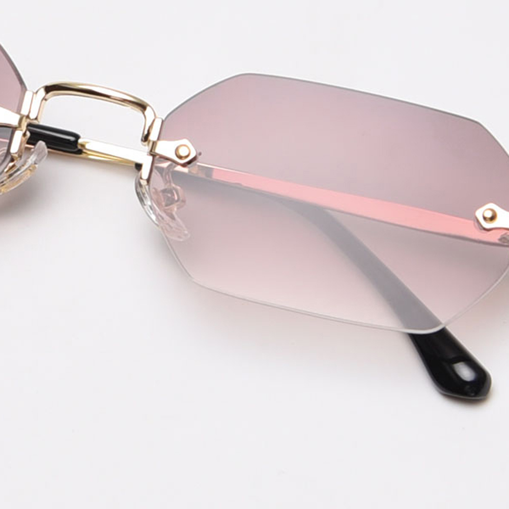Kachawoo gafas de sol vintage sin montura para hombre y mujer, lentes octogonales de , color marrón y azul, polígono de metal rectangular, popular, Primavera