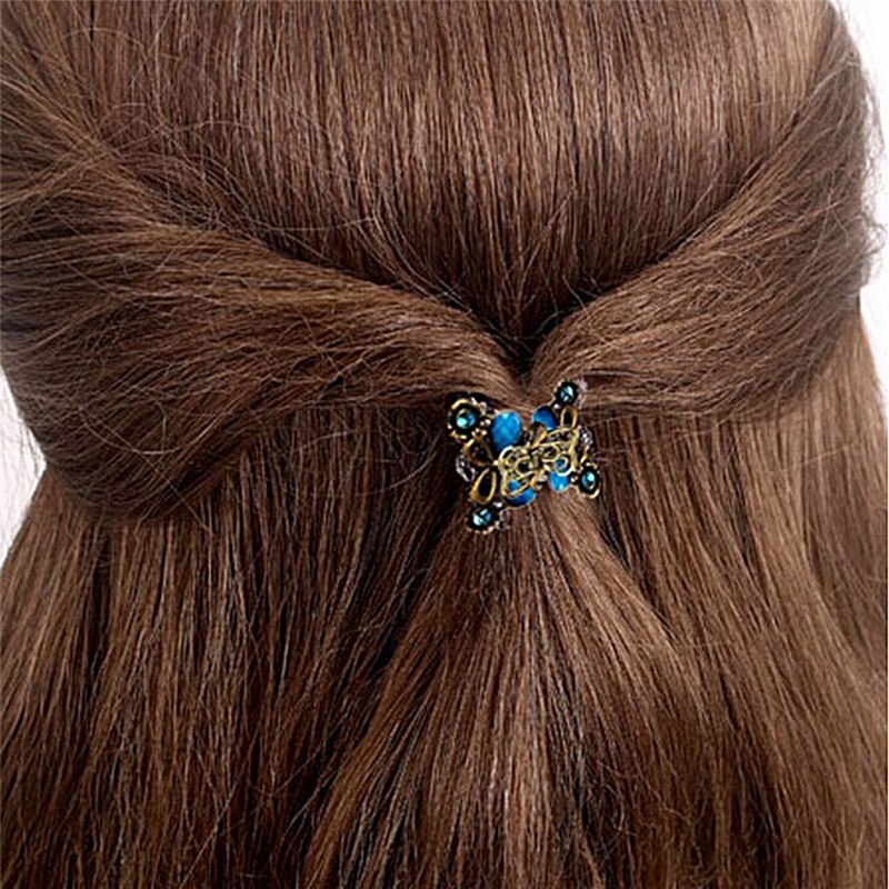 Adornos para el cabello con diamantes de imitación para mujer, accesorios para el pelo, pinza de Metal para el pelo, joyería, pinza para el pelo de cangrejo y mariposa