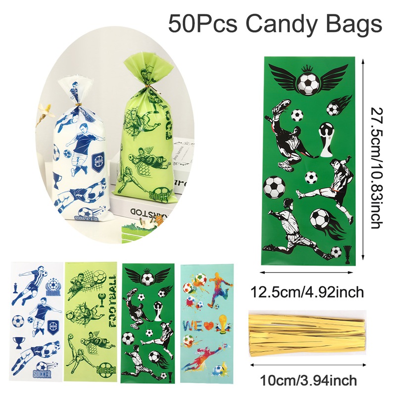 Voetbal Voetbal Verjaardagsfeestje Decoratie Kinderen Voetbal Sport Thema Servies Banner Geschenkzakken Benodigdheden Set Voor Jongen Gunst: Goud