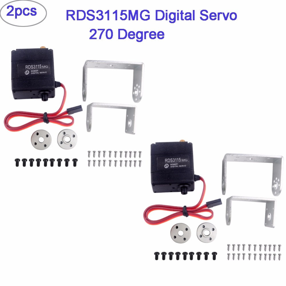 2pcs RDS3115MG 17KG Large Torque 270 Degree Digital Servo, Biaxial Digital Servo Motor for RC Robot Smart Car Boat FZ2125-01
