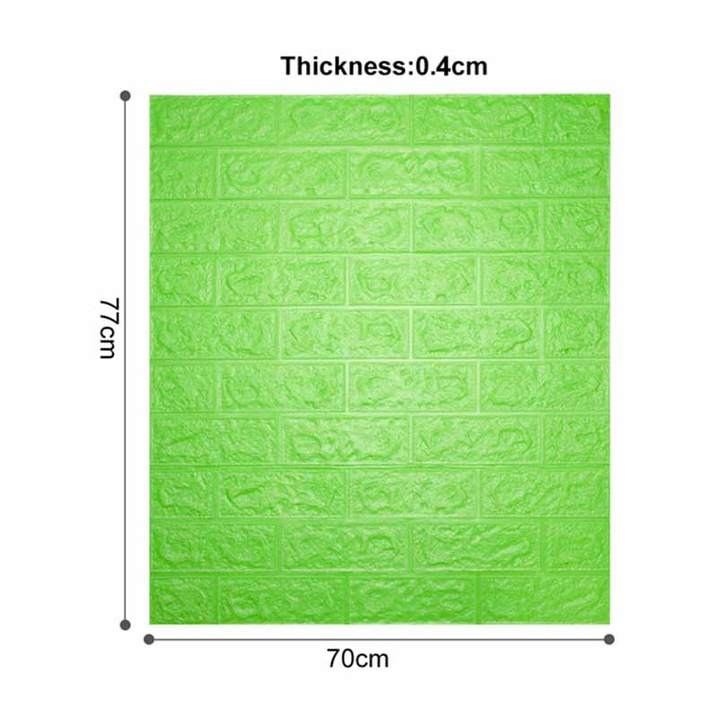 Naklejki ścienne 3D cegła wzór samoprzylepna tapeta wodoodporna DIY 70*77cm 3D marmurowa ściana z cegły papiery robić pokoju dziecięcego: zielony