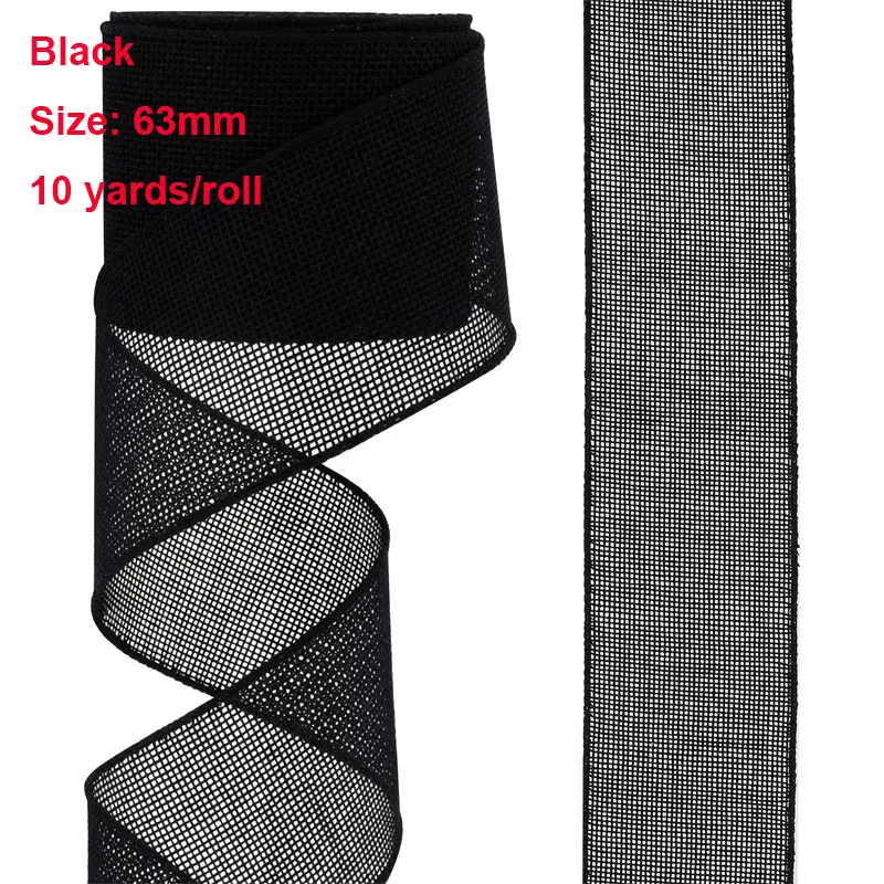 10 meter 63mm säckvävsband trådband enfärgat tygband för gör-det-själv-pyssel julklappsband krans festdekor: Tråkig