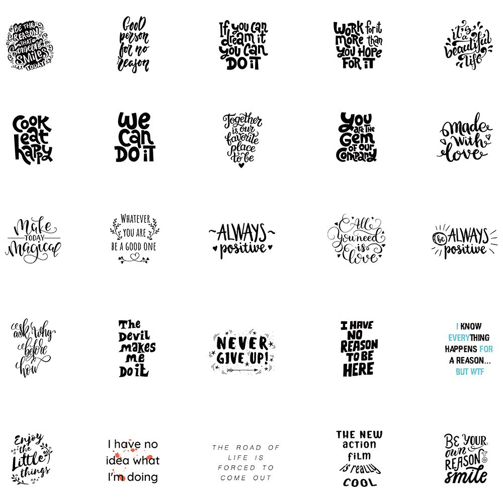 10/30/50Pcs Motivatie Zin Tekst Doodle Stickers Diy Bike Travel Bagage Telefoon Laptop Waterdichte Grappige Sticker decals Speelgoed