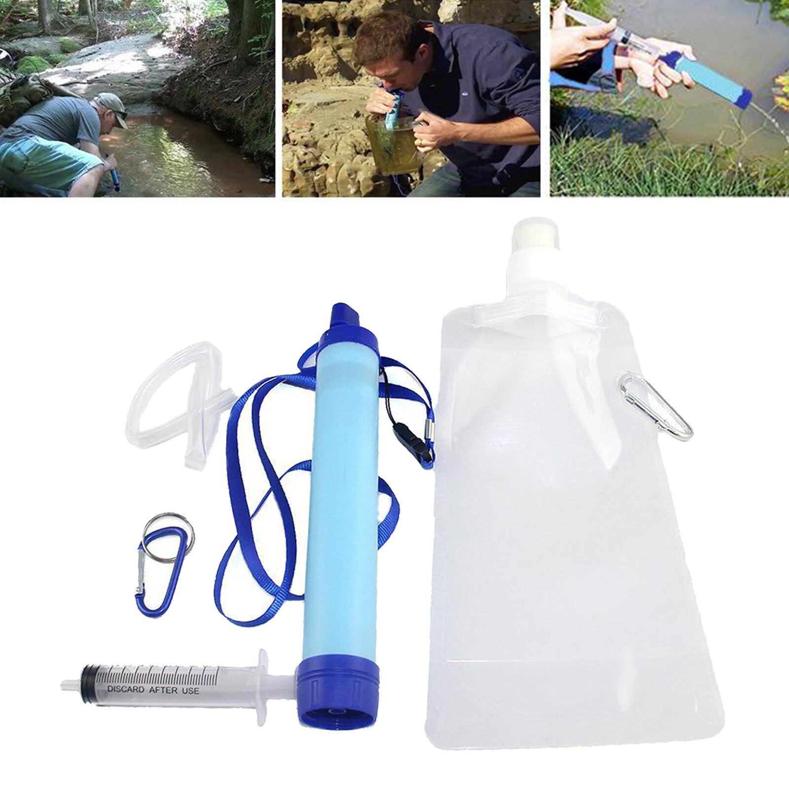 Purificador de filtro de agua pajilla para exteriores, sistema de filtración para viaje y Camping