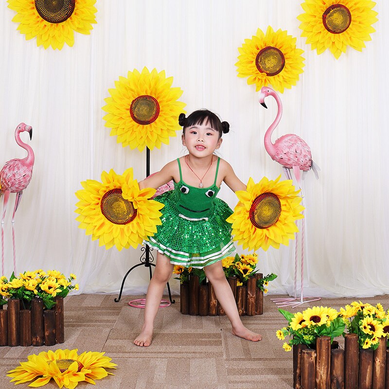 Big Size Artificial Sunflower Silk Yellow Flower Head For Home Party Wedding Decor Dance Props Performing Props
