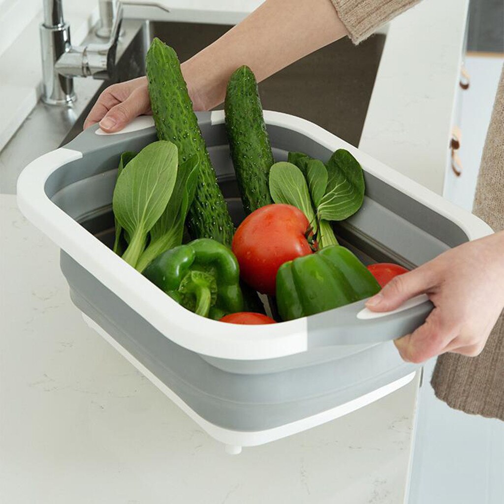 Opvouwbare Vergiet Fruit Groente Wassen Afvoer Mand Opvouwbare Sink Spoelbak Fruitmand 528