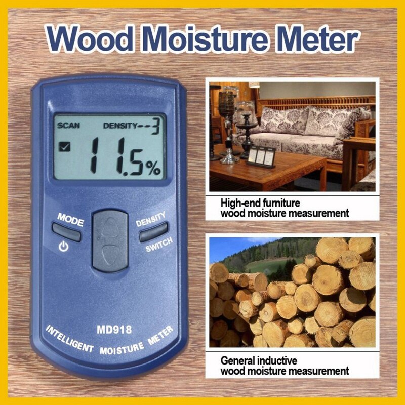 Md918 induktivt træ træ fugtighedsmåler hygrometer digital elektrisk tester måleværktøj 4 ~ 80%  massefylde electromanetic