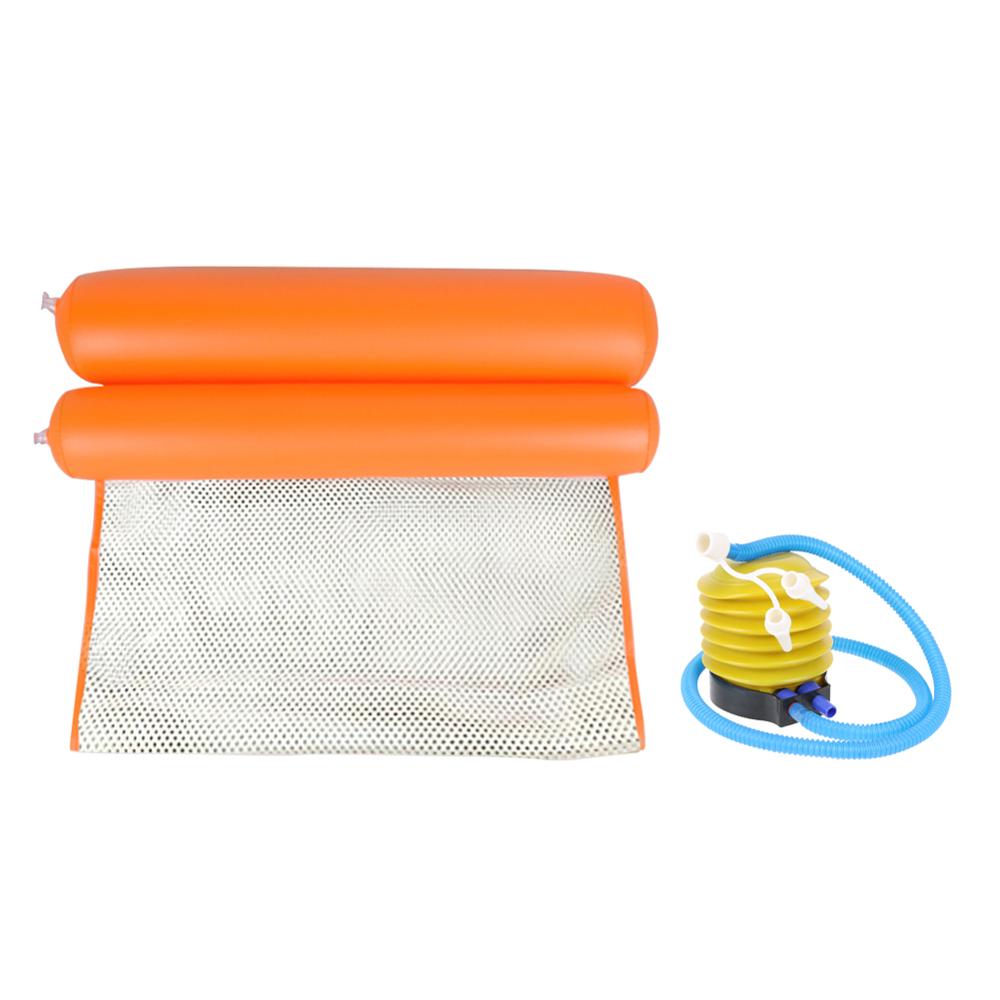 Colchón de aire plegable para playa y piscina, flotador inflable, cama de verano, hamaca de agua: orange with Air Pump