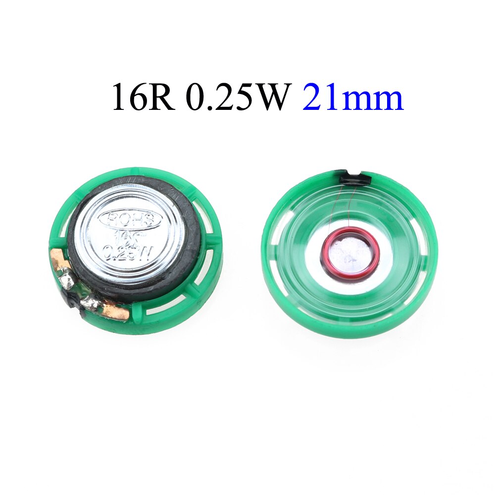 YuXi 2 teile/los Neue Grün Ultra-dünne Mini lautsprecher 16 ohm 0,25 watt 0,25 W 0,5 w 16R lautsprecher durchmesser 21/23/27/29/36MM 3,6 CM /40mm