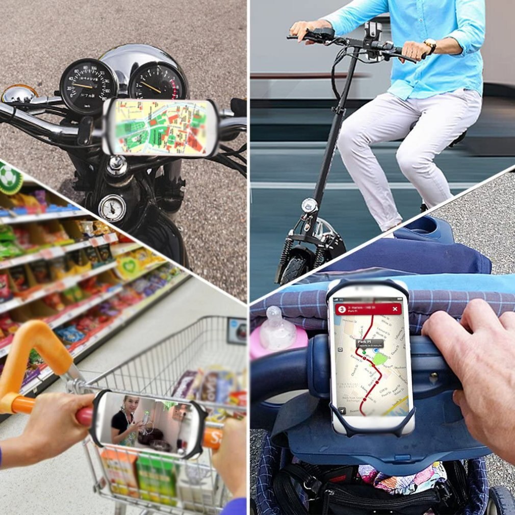 Soporte giratorio de teléfono móvil para bicicleta, de silicona, para manillar de motocicleta de 4,0-6,0 pulgadas
