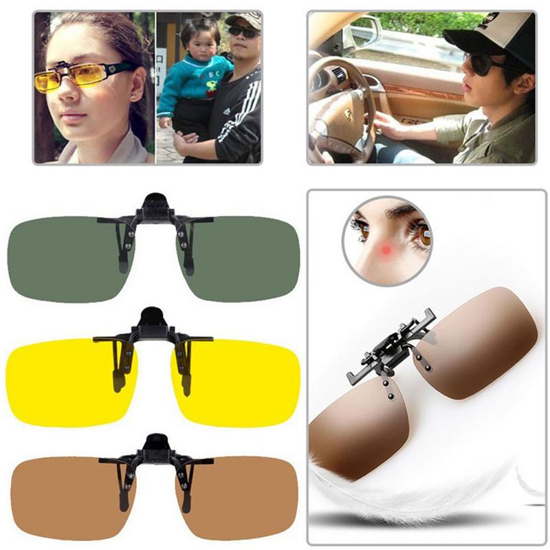 Polarized Clip On Sunglasses Driving Night Vision Lens Sun Glasses Male Anti-UVA UVB For Men Women With Case & Glasses Cloth