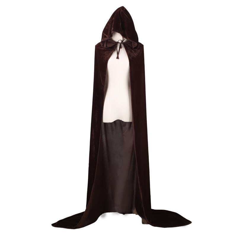 I bambini di età di Carnevale Costume di Halloween Uomo Donna Wizard Cosplay Lungo Mantello di Velluto Gotico Mantello Con Cappuccio Robe Medievale Strega Vampiro