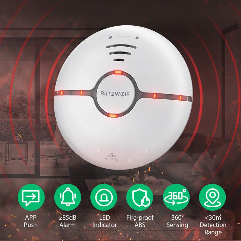 Blitzwolf BW-IS7 Wifi Rookmelder Led Indicator 360 ° Sensing Fire App Remote Alarm Smart Afstandsbediening Elektronica Thuis