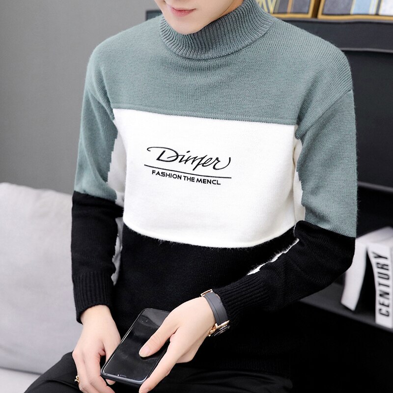 Halv turtleneck gensere herre tykk varm vinter genser herre slim fit herre julegenser pull homme genser