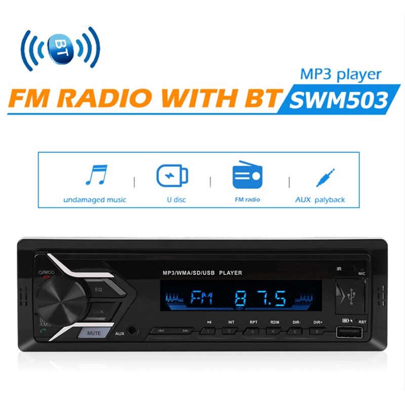 Universal Car Radio Modern Bluetooth MP3 Player AUX Classic Cars Stereo Head Unit with Remote
