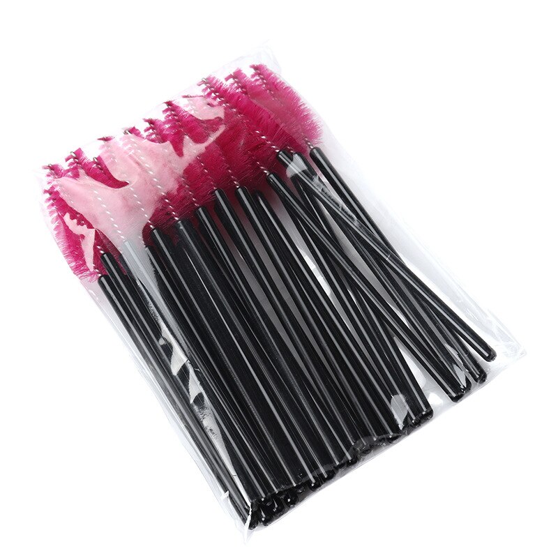 25pcs ciglia finte pennelli trucco Mascara bacchetta microbrush sopracciglio ciglia cosmetici applicatore strumento estensione ciglia: black Rose