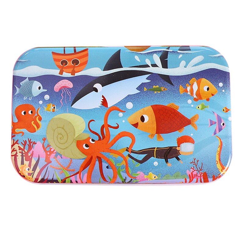 60 Pieces Wooden Puzzle Toys for Children Cartoon Animal Vehicle Wood Jigsaw Baby Montessori Educational Toy Kids Christmas: 355