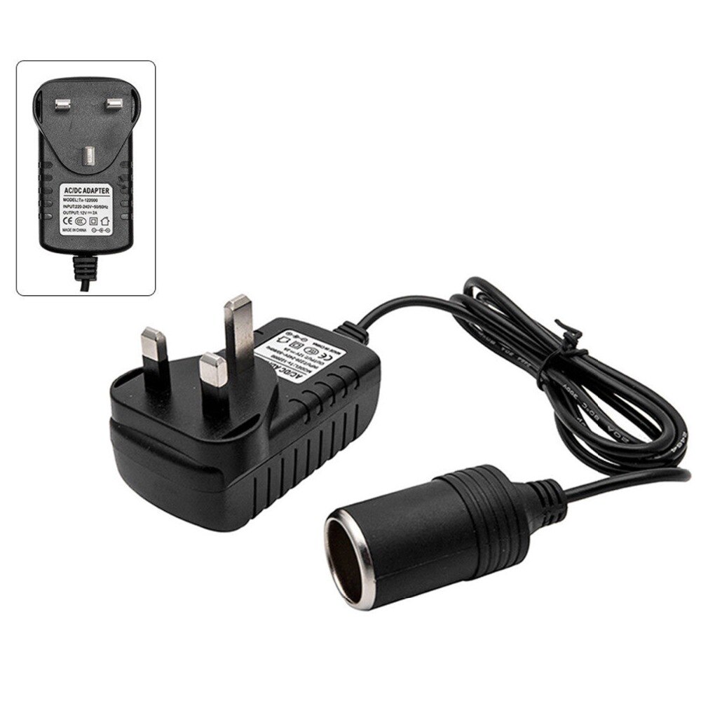 Universele  dc 12 volt ---2a- stopcontact adapter converter auto sigarettenaansteker eu uk us stekker met led-laadindicator