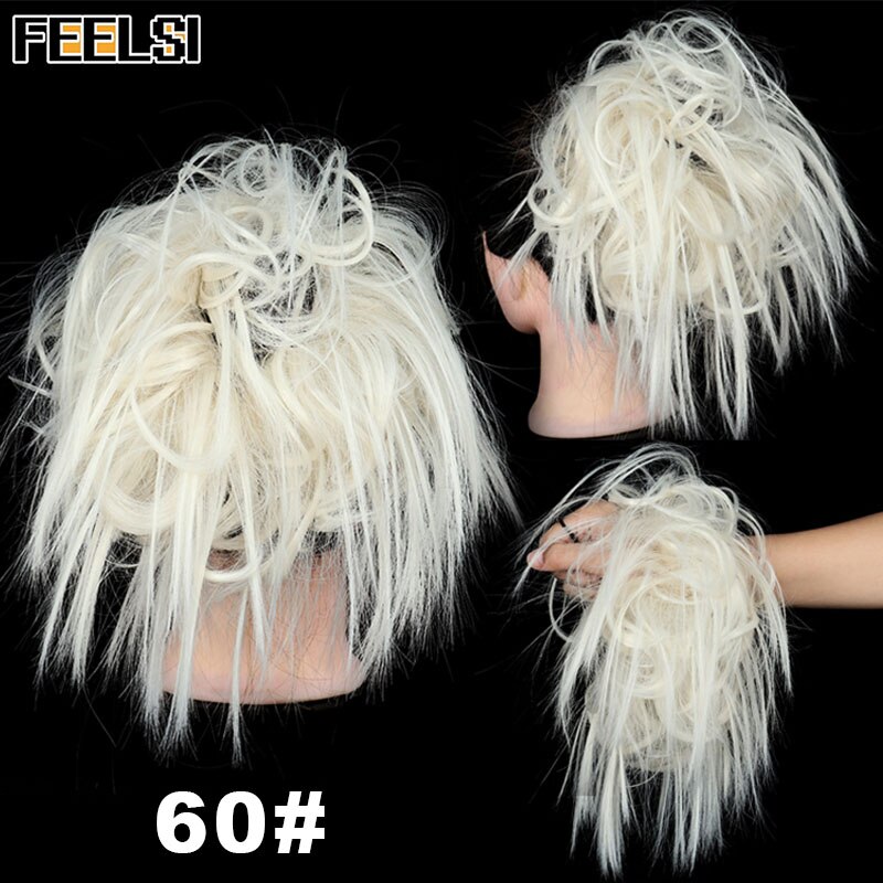 FEELSI 7 Zoll Chaotisch lockige Chignon haar brötchen Elastischen Band Haar brötchen Lockige Scrunchie haar Hochsteckfrisur Abdeckung Synthetische Haarteil für frauen: P4/24