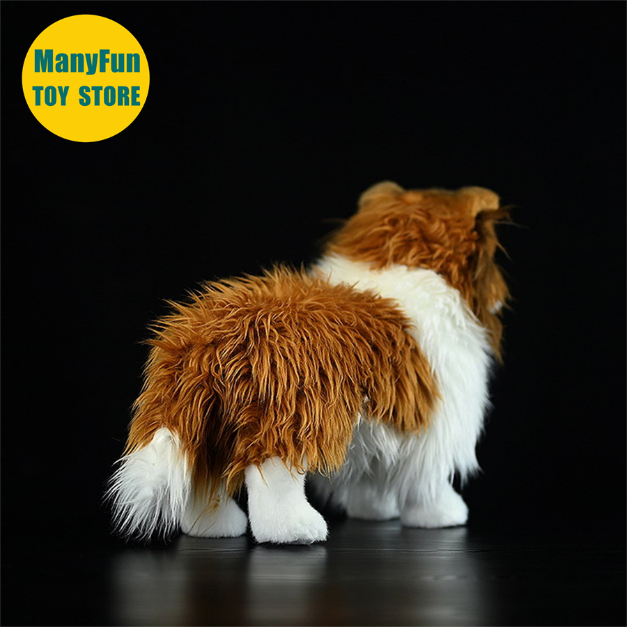 Sheltie hund plyschleksak högkvalitativ grov collie plysch shetland sheepdog leksak naturtrogna gosedjur simuleringsdocka leksaker
