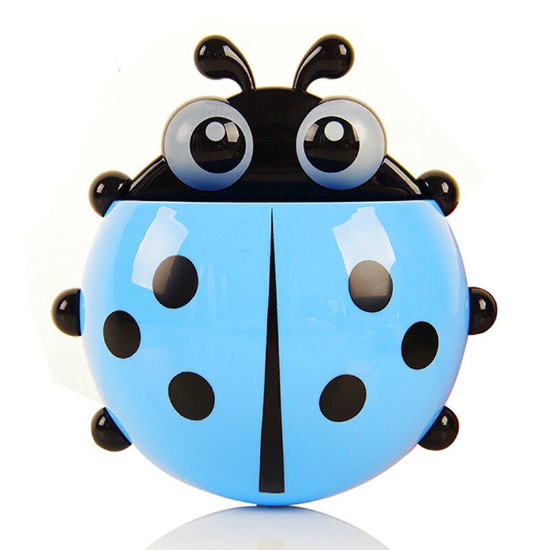 1Pcs Cute Ladybird Beetle Toothbrush Toothpaste Shelves Pencil/Pen Storage Holders &amp; Racks Children Brush Teeth Bathroom Supply: Blue
