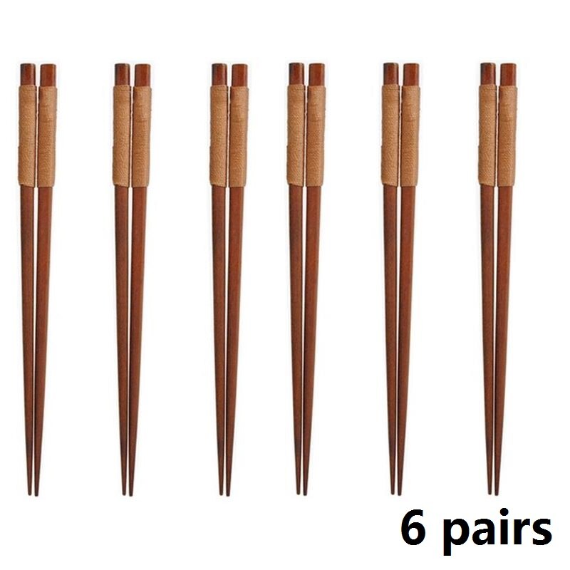 Japanska ätpinnar i naturträ mat kinesisk ätpinne brun koreansk ätpinnar set porslin bestick servisset 6 par: 6 bryn