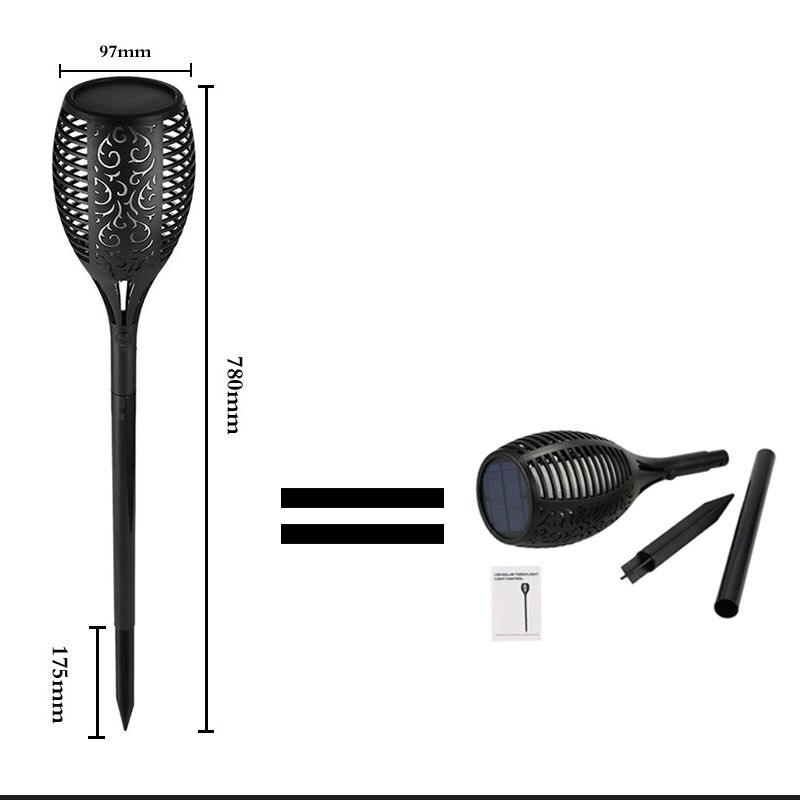 72 led-vlammen op zonne-energie, dansende, flikkerende lamp, waterdichte zonne-zaklamp, tuinpadverlichting, gazonlamp