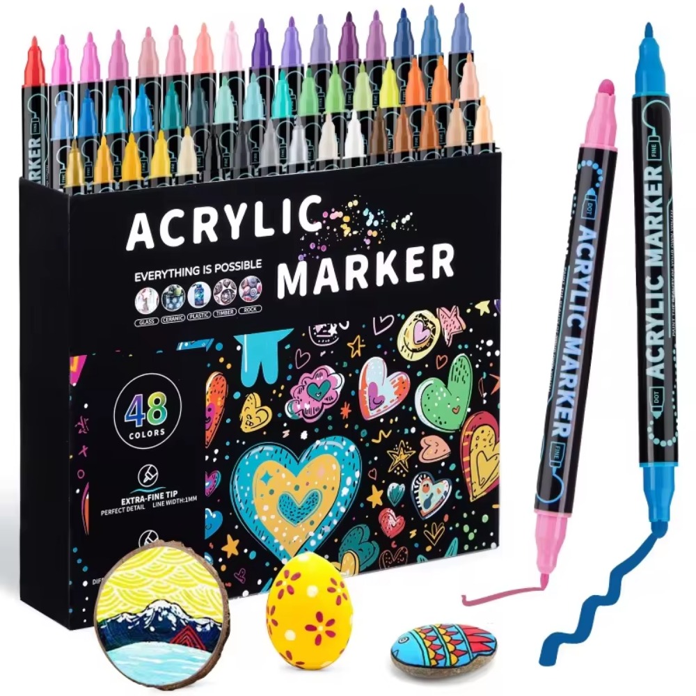 12–72 Farben Acryl-Gouache-Farbstifte, Pinsel-Zeichenmarker-einstellen für professionelle Künstler, freundlicher, Graffiti-Stoffmarker mit zwei Spitzen