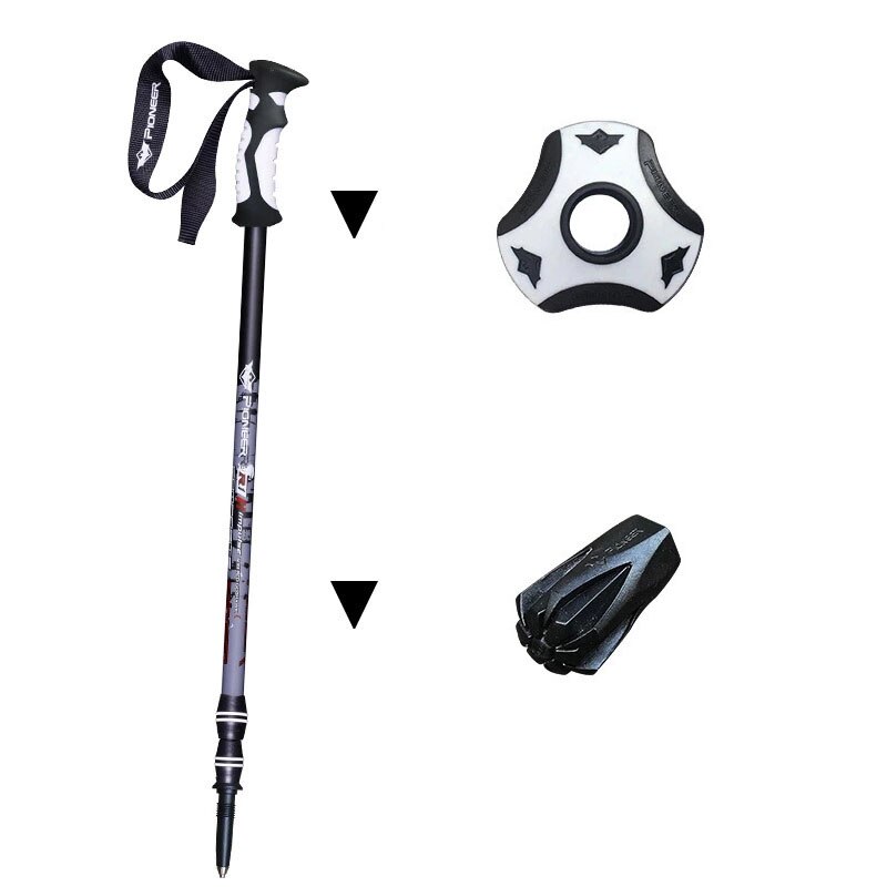 Walking Stick Aluminum alloy 3 Section Straight handle Damping 65-135cm Mountain-climbing Crutch Outdoor Hiking Sirius 1 Series: black