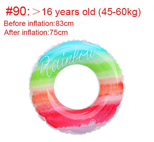 Anneau de natation gonflable pour adultes, cercle de natation féerique en Pvc épaissi avec motif arc-en-ciel, sous les aisselles, jouets pour bébés et enfants: 83cm