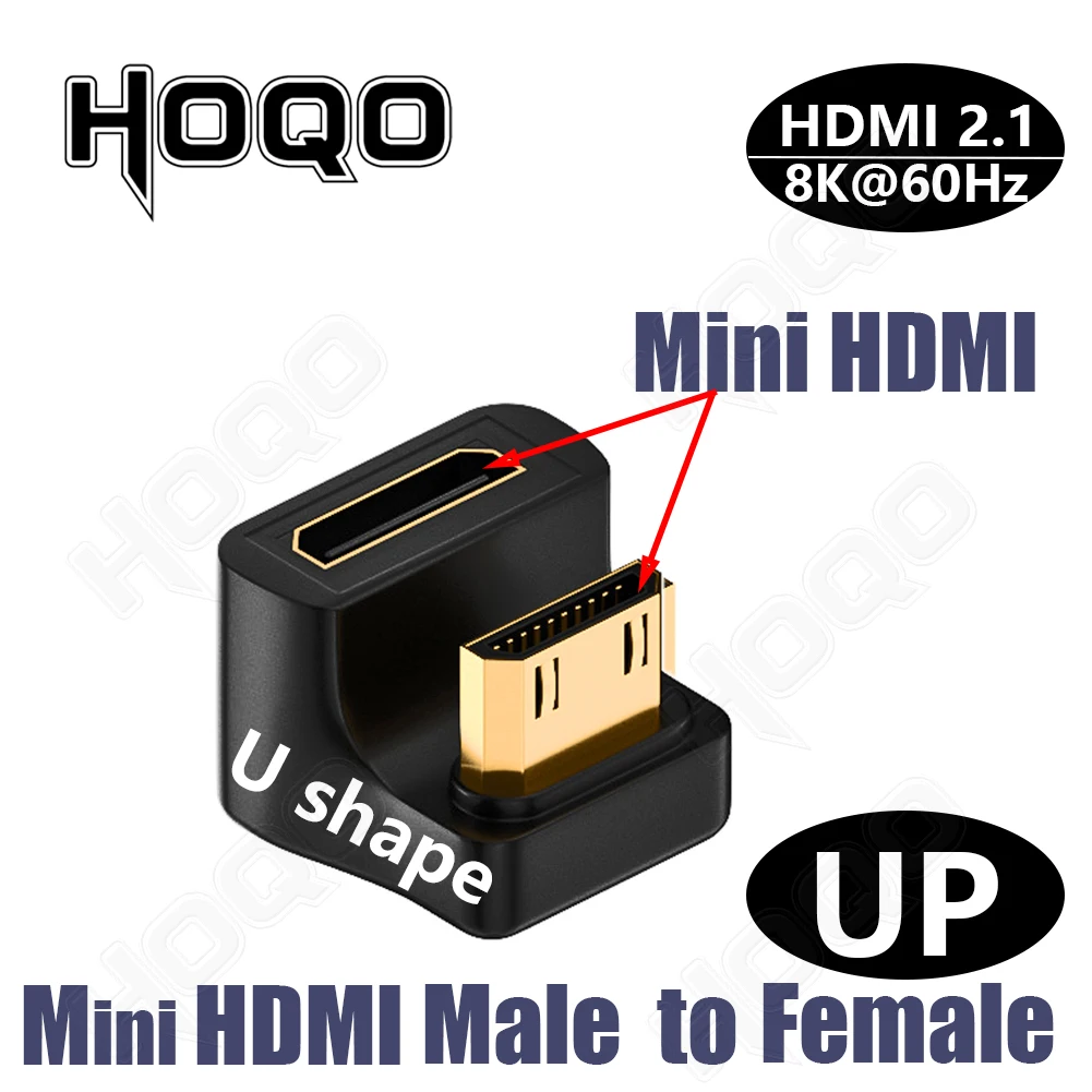 8K HDMI-adapter 90 graden 8k 4k bij 120 Hz 270 graden HDMI schuine adapter 360 180 graden mini naar HDMI U-vorm l-type converter