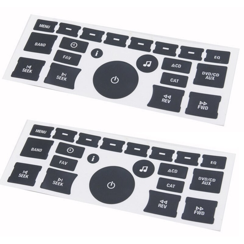 2 pçs rádio botão reparação decalque adesivo conjunto kit de reparação de rádio traço substituição para gm 2007-2015