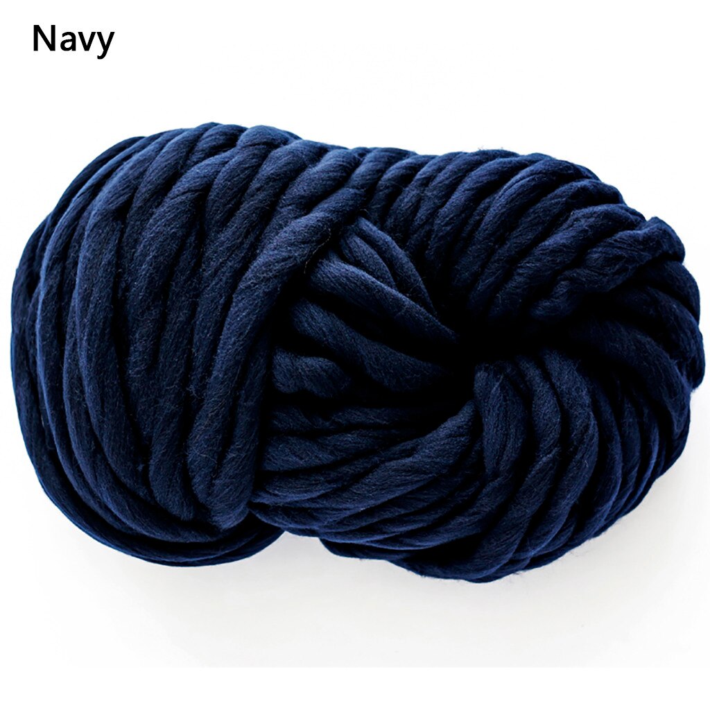Super volumoso braço tricô lã roving malha cobertor chunky fio de lã super grosso para tricô diy crochê tapete chapéus: Navy