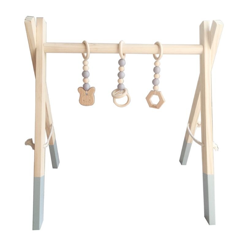 Nordic Stijl Baby Gym Speel Frame Houten Baby Nursery Zintuiglijke Ring-Pull Speelgoed L9CD: Grijs