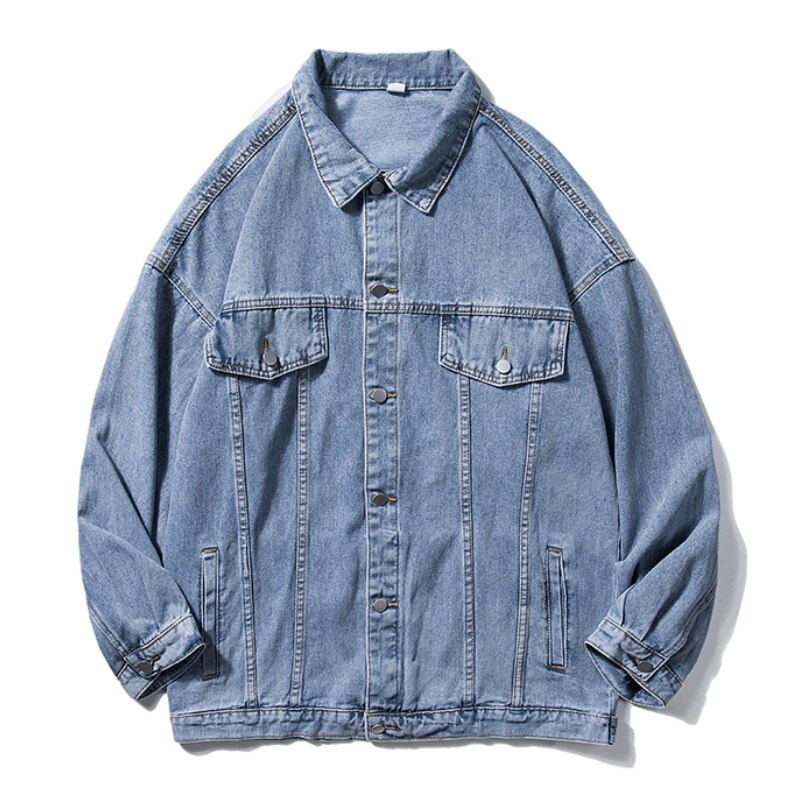 Safari Denim kurtka męska mroczny styl smażona kurtka uliczna skręcić w dół kołnierz dorywczo luźna i przystojna solidna męska kurtka ubrania