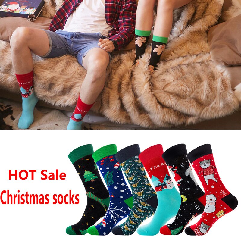 Christmas Socks Happy Socks Men Women Funny Santa Claus Christmas Tree Snow Elk Cotton Harajuku Year