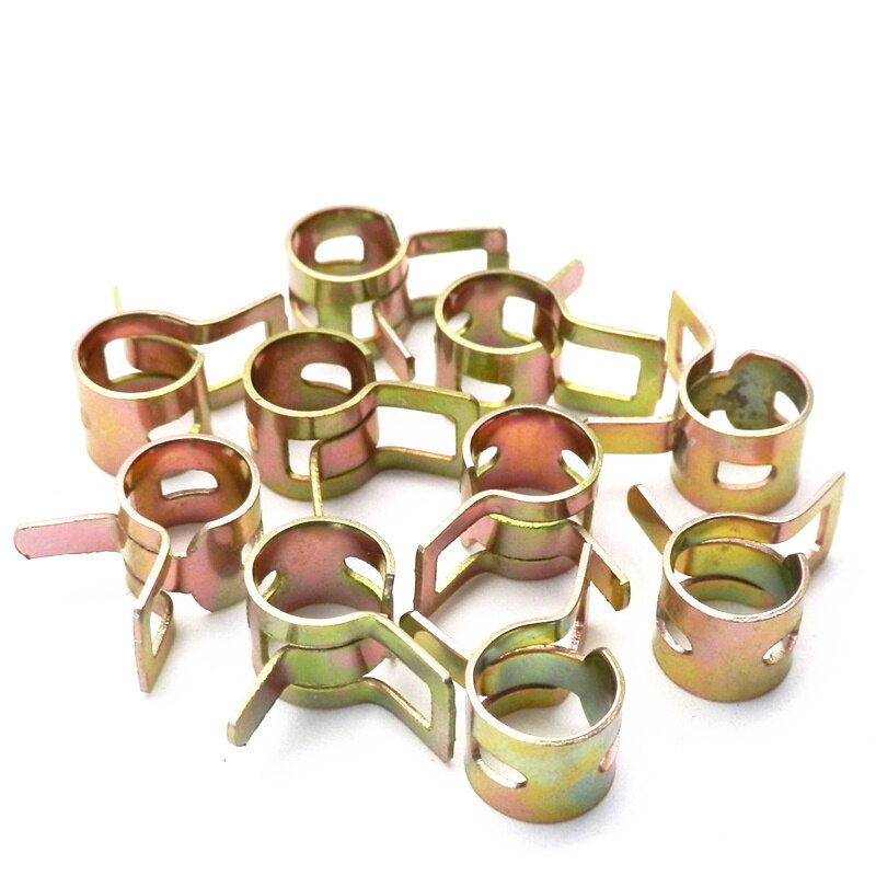 10pcs 9mm-11mm Car Fuel Line Hose Tubing Water Pipe Air Tube Spring Clips Clamps for Motorcycle Scooter Vehicle ATV Go Kart