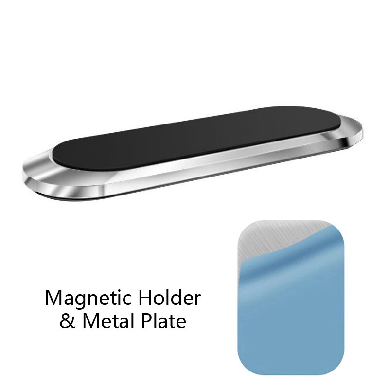 Magnetische Auto Telefoon Houder Dashboard Mini Strip Shape Stand Voor IPhone12 Samsung Xiaomi Muur Metalen Magneet Gps Auto Mount Universele: Silver