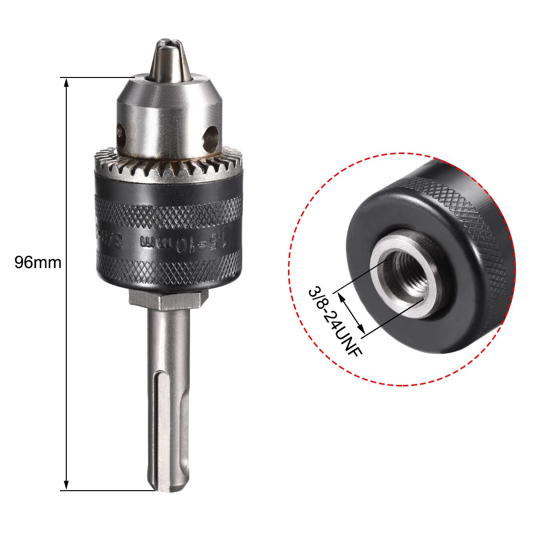uxcell 1/2" 3/8'' Drill Chuck 3-Jaw Key Chuck with SDS-Plus Round/Square/Hex Shank 1.5-13mm 1.5-10mm Capacity Key Drill Chuck
