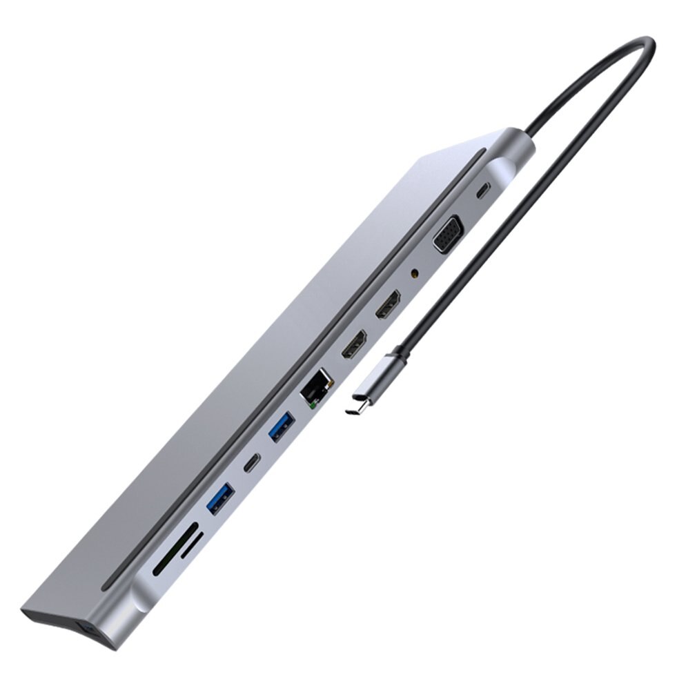 Th1201 12 in 1 type-c grijze usb 3.0 usb 2.0 2 hdmi kaartlezer oplaadhub voor huishoudelijke computeraccessoires