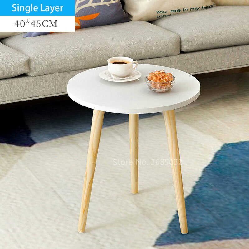 2 Lagen Nordic Hout Ronde Salontafel Vuile Storage Tafel Thee Fruit Snack Service Plaat Lade Bed Woonkamer Sofa side Bureau
