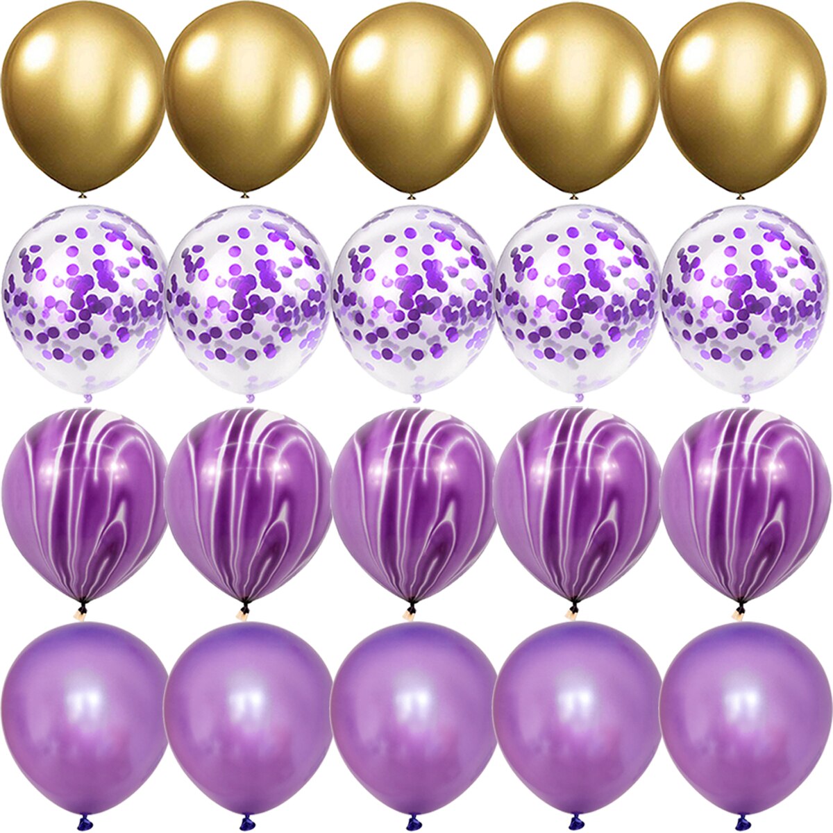 Globos morados dorados mate, confeti plateado, decoraciones para boda, Día de San Valentín, Baby Shower, de cumpleaños: iridescent