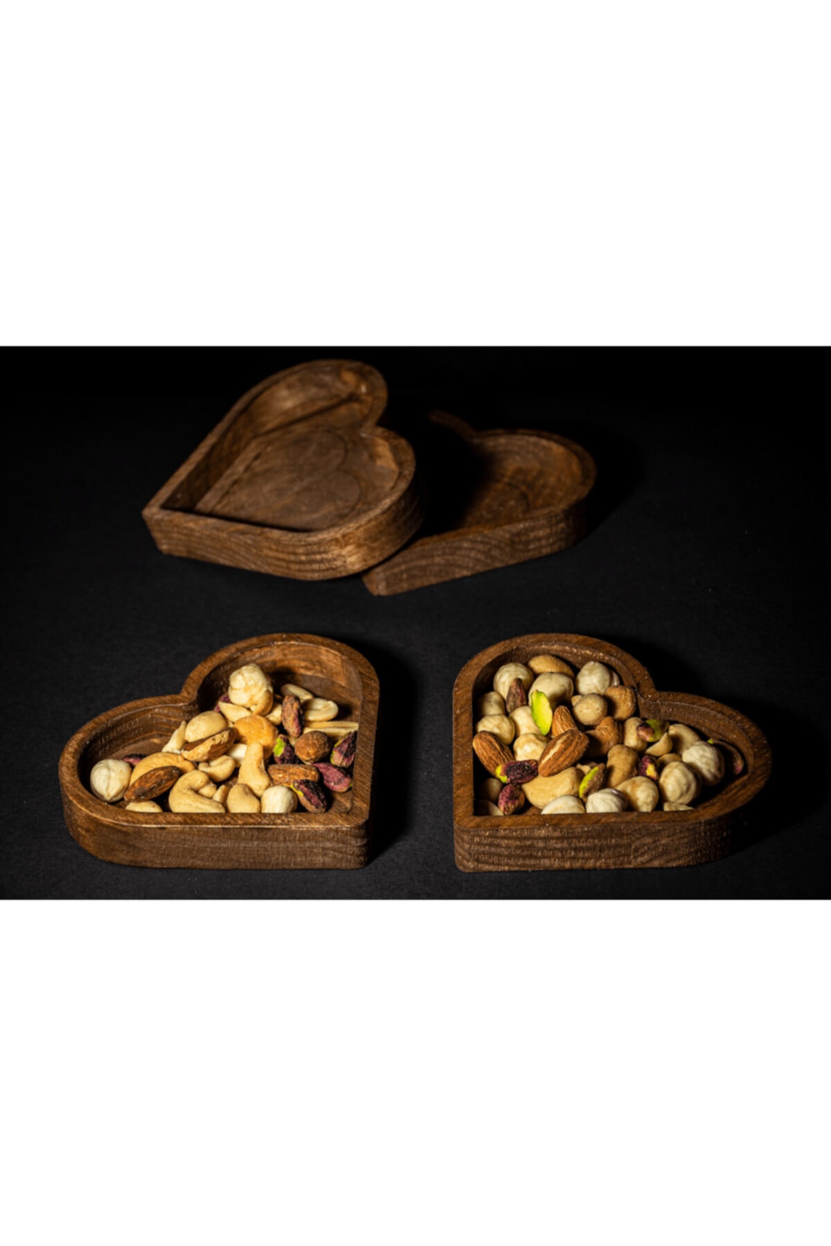 Logbuch-Verlag 2 hartjes massief hout 20 cm houten harten om neer te zetten decoratie bruiloft cadeau jubileum Kerstmis liefde