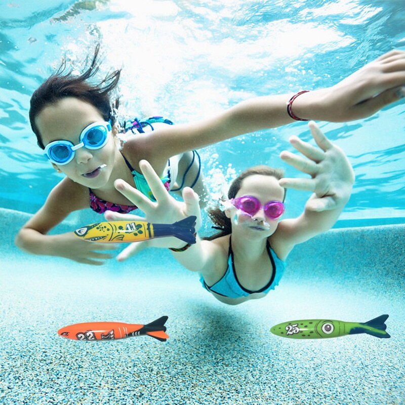 8 Pcs Underwater Swimming Pool Diving Rings, Diving Throw Torpedo Bandits Toys For Kids Set. Training Dive Toys For Learnin