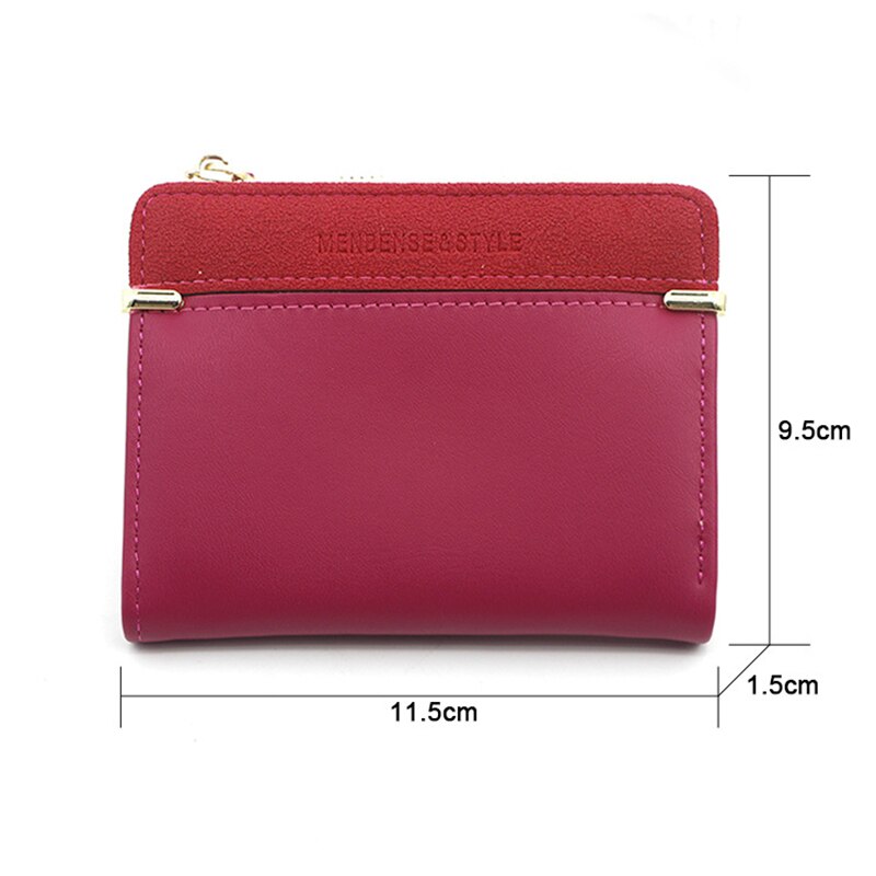 2 fold Short Ladies Wallet Simple Wild Student Zipper Coin Purse Female PU Leather Wallet Card Package