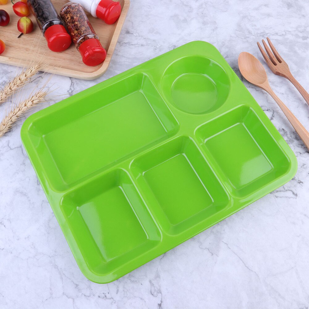Plastic Separating Dish Divided Compartments Plate Anti-fall Rice Tray Practical Tableware for Home (White)