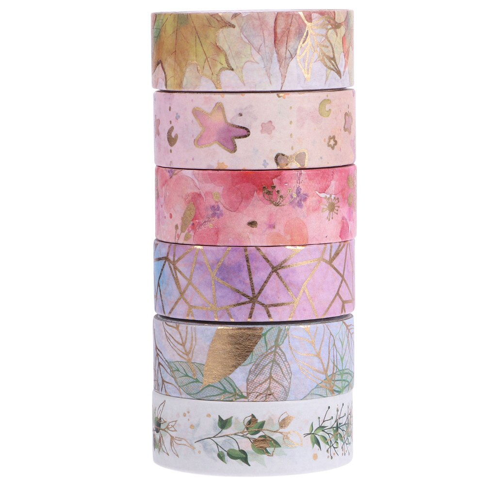 6 Rolls Wrap Decoratieve Craft Tape Art Diy Scrapbooking Papier Tape Roll: Default Title