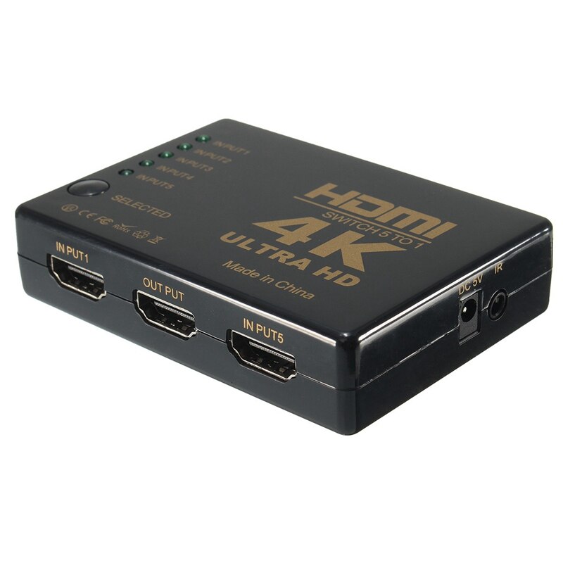 KVM Switcher 4K*2K 5 Port Multifunctional HDMI Hub Splitter Switcher Splitter with Remote Control for HDTV DVD Cameras Video