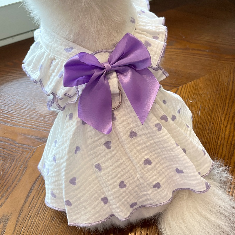Robe rafraîchissante d'été pour chien, vêtements pour chiens, imprimé cœur, jupe pour animaux de compagnie, chaton, chiot, Chihuahua, Bichon, Yorkie, gilet pour chien pour filles: L / GRIS